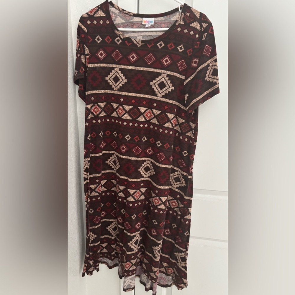 LuLaRoe Asymmetrical Dress in Red and Black
